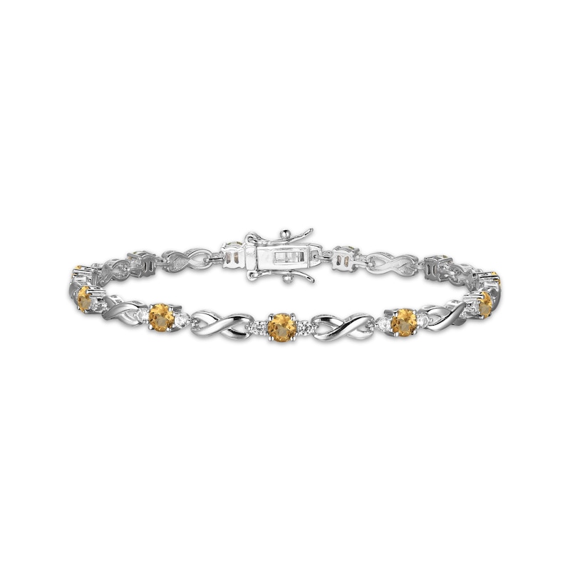 Main Image 1 of Citrine & White Lab-Created Sapphire Infinity Bracelet Sterling Silver 7.25&quot;