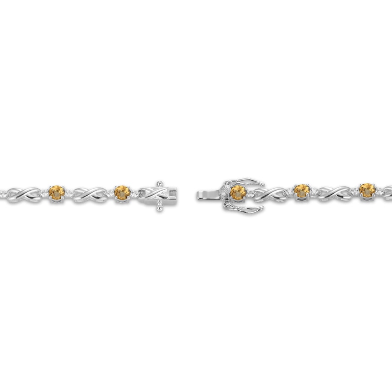 Main Image 3 of Citrine & White Lab-Created Sapphire Infinity Bracelet Sterling Silver 7.25&quot;