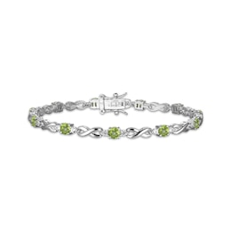 Peridot & White Lab-Created Sapphire Infinity Link Bracelet Sterling Silver 7.25&quot;