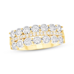 Adore Diamond Three-Row Anniversary Ring 1/2 ct tw 10K Yellow Gold