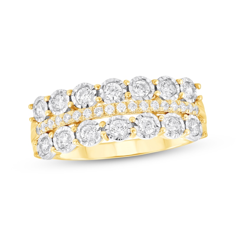 Main Image 1 of Diamond Three-Row Anniversary Ring 1/2 ct tw 10K Yellow Gold