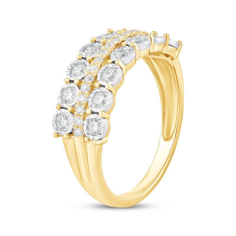 Main Image 2 of Diamond Three-Row Anniversary Ring 1/2 ct tw 10K Yellow Gold