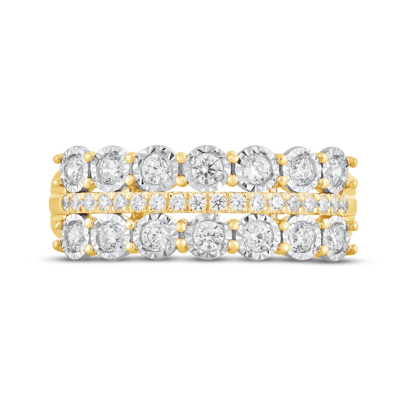 Main Image 3 of Diamond Three-Row Anniversary Ring 1/2 ct tw 10K Yellow Gold