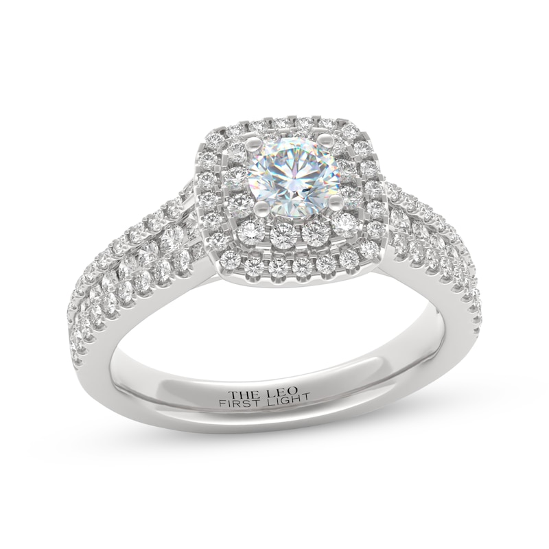 Main Image 1 of THE LEO First Light Diamond Round-Cut Double Halo Engagement Ring 1 ct tw 14K White Gold