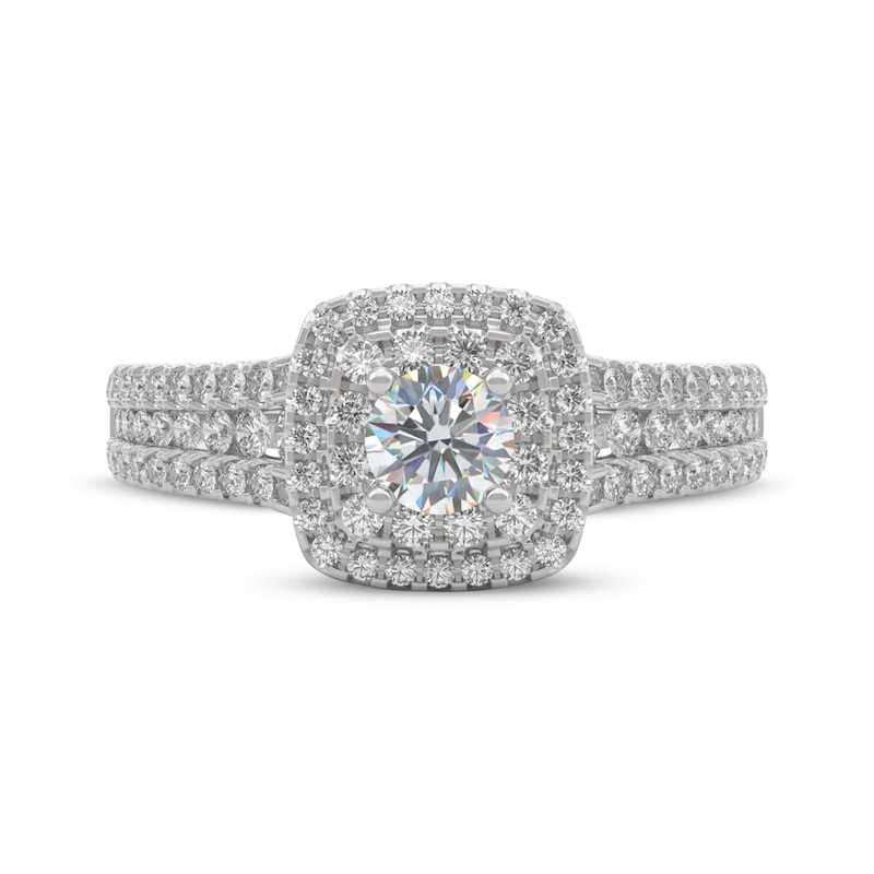 Main Image 3 of THE LEO First Light Diamond Round-Cut Double Halo Engagement Ring 1 ct tw 14K White Gold