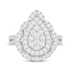 Thumbnail Image 3 of Multi-Diamond Scalloped Pear Halo Engagement Ring 1 ct tw 14K White Gold