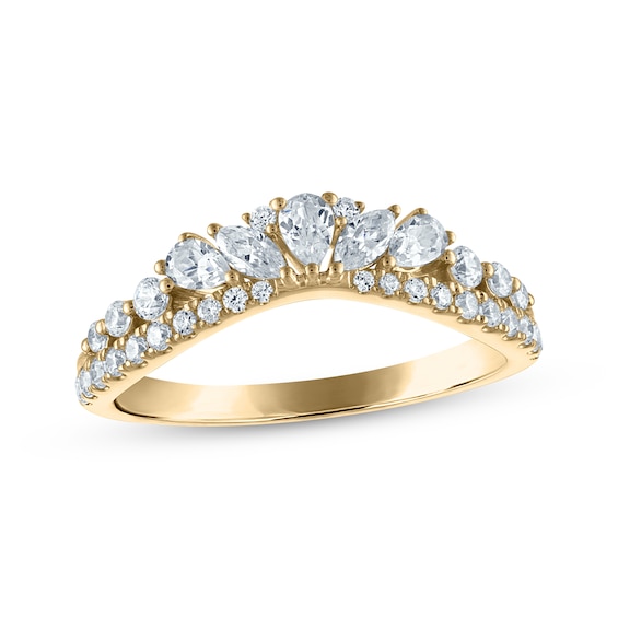 Pear, Marquise & Round-Cut Diamond Contour Anniversary Ring 5/8 ct tw 14K Yellow Gold