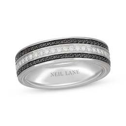 Neil Lane Men’s Black & White Diamond Wedding Band 1/2 ct tw 14K White Gold