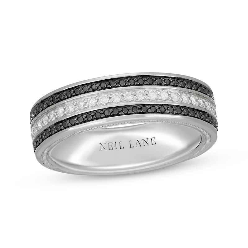 Main Image 1 of Neil Lane Men’s Black & White Diamond Wedding Band 1/2 ct tw 14K White Gold