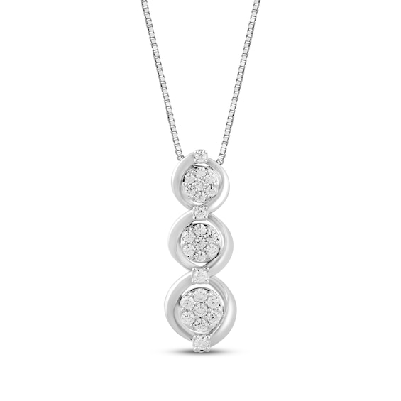 Multi-Diamond Swirl Necklace 1/5 ct tw Sterling Silver 18"