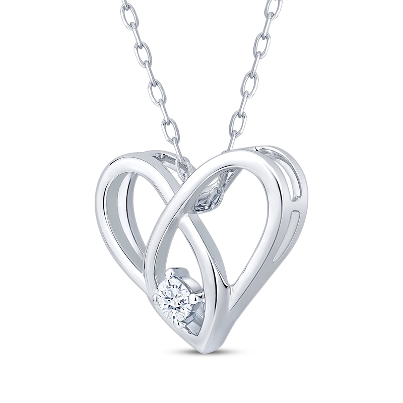 Main Image 2 of Diamond Looping Heart Necklace 1/10 ct tw Sterling Silver 18&quot;