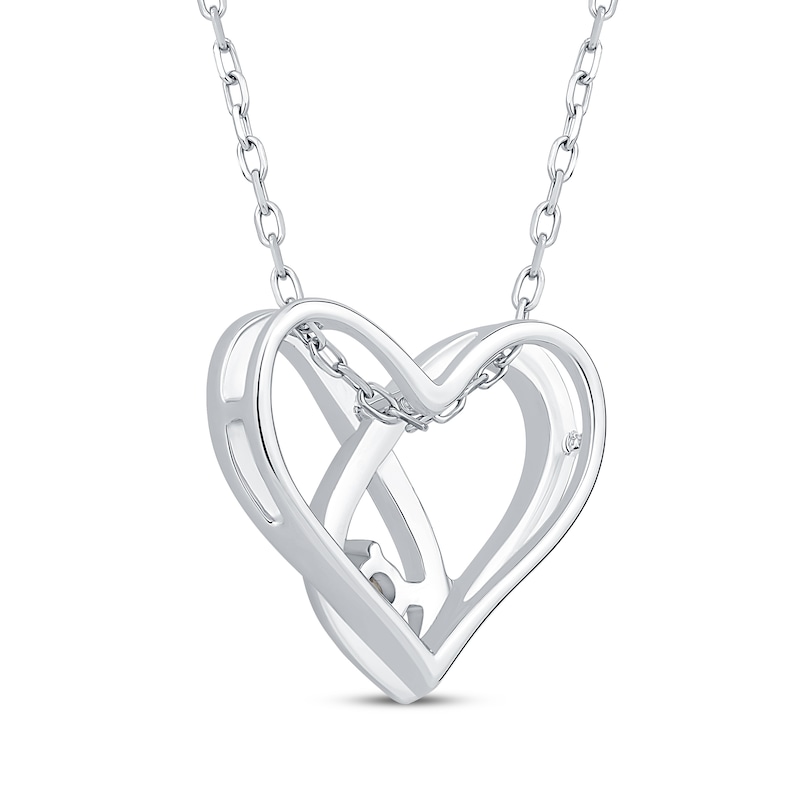 Main Image 3 of Diamond Looping Heart Necklace 1/10 ct tw Sterling Silver 18&quot;