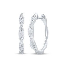 Diamond Twist Hoop Earrings 1/6 ct tw Sterling Silver