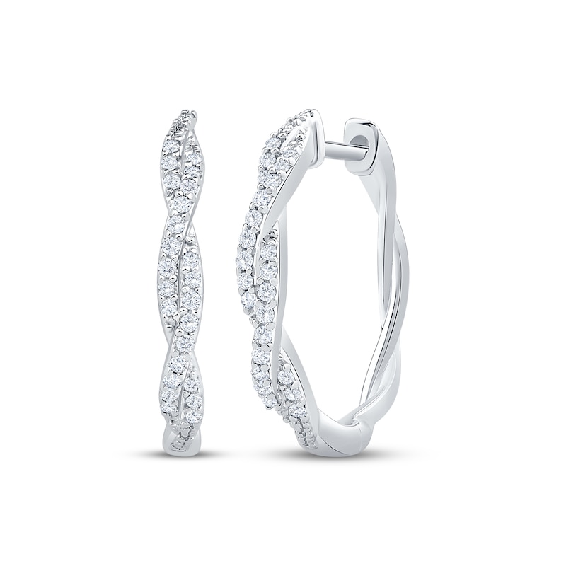 Main Image 1 of Diamond Twist Hoop Earrings 1/6 ct tw Sterling Silver