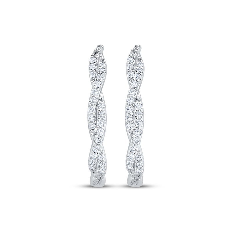 Diamond Twist Hoop Earrings 1/6 ct tw Sterling Silver