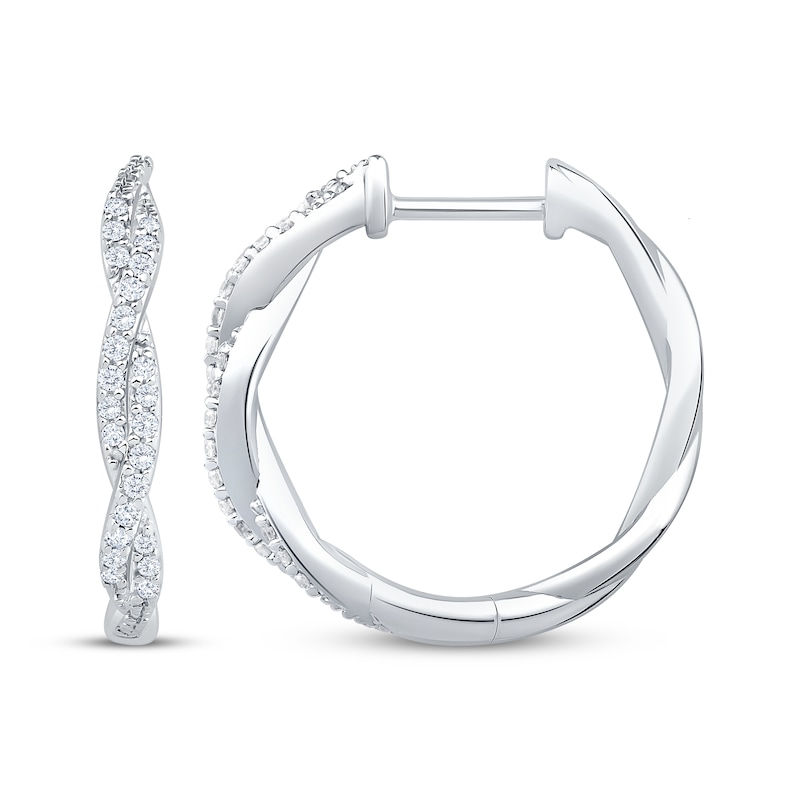 Main Image 3 of Diamond Twist Hoop Earrings 1/6 ct tw Sterling Silver