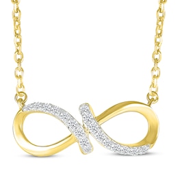 Diamond Infinity Twist Necklace 1/8 ct tw 10K Yellow Gold 18&quot;