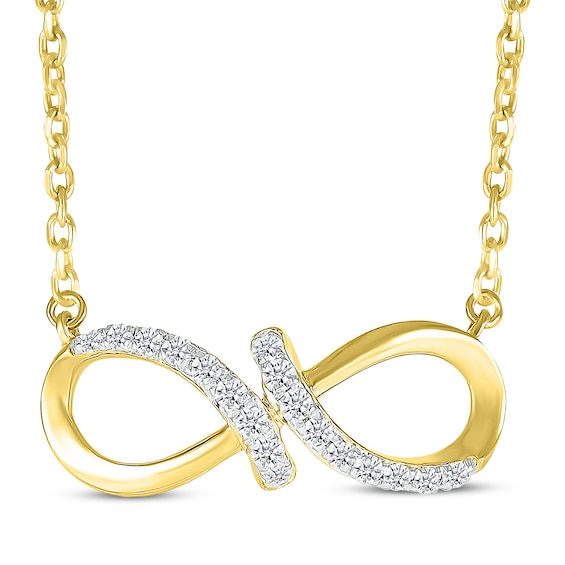 Diamond Infinity Twist Necklace 1/8 ct tw 10K Yellow Gold 18"