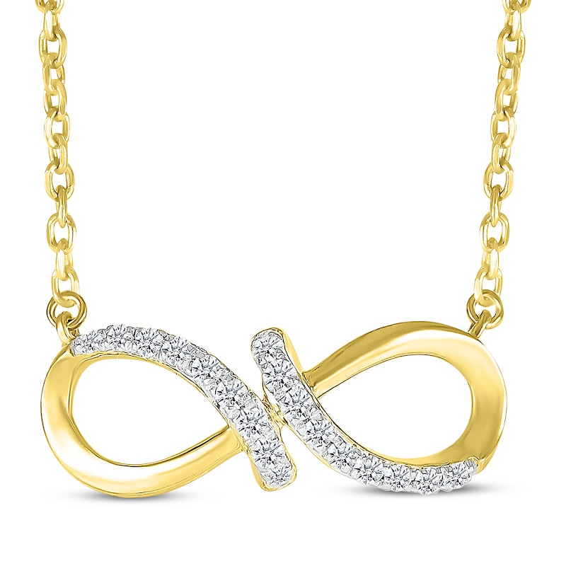 Main Image 1 of Diamond Infinity Twist Necklace 1/8 ct tw 10K Yellow Gold 18&quot;