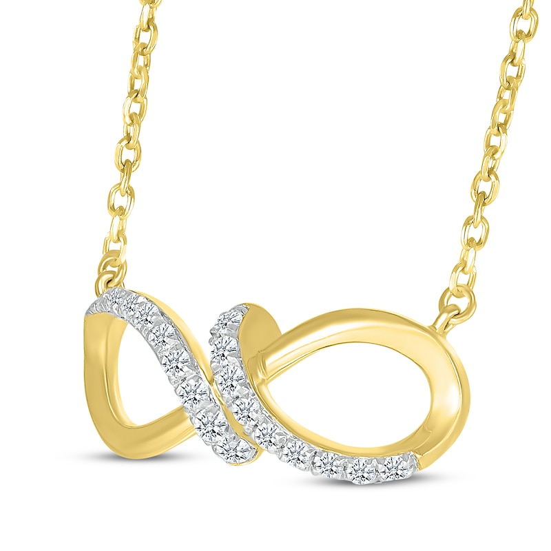 Main Image 2 of Diamond Infinity Twist Necklace 1/8 ct tw 10K Yellow Gold 18&quot;