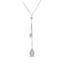 Diamond-Cut Teardrop Lariat Necklace Sterling Silver 26&quot;