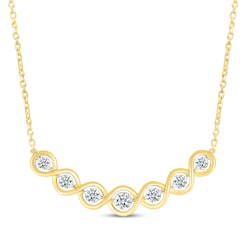 Main Image 1 of Lab-Grown Diamonds by KAY Smile Necklace 5/8 ct tw 14K Yellow Gold 18&quot;