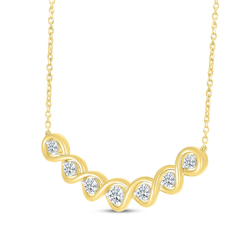 Main Image 2 of Lab-Grown Diamonds by KAY Smile Necklace 5/8 ct tw 14K Yellow Gold 18&quot;