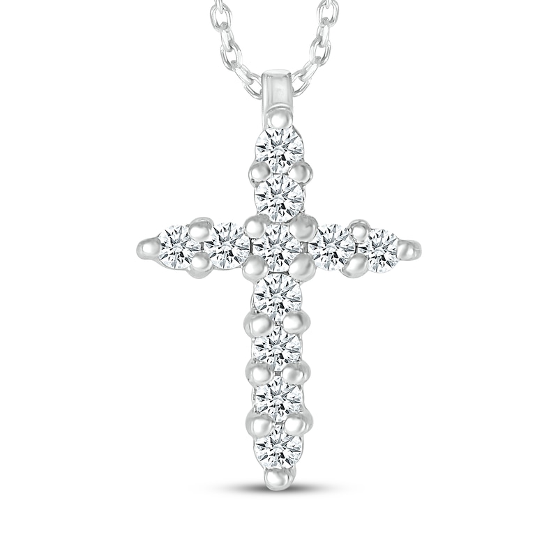 Main Image 1 of Diamond Cross Necklace 1/10 ct tw Sterling Silver 18&quot;