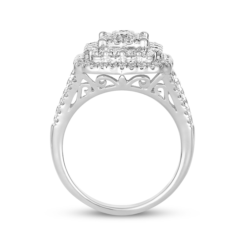 Main Image 3 of Multi-Diamond Emerald-Shaped Engagement Ring 1-3/4 ct tw 14K White Gold