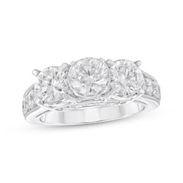 Adore Round-Cut Diamond Three-Stone Engagement Ring 3 ct tw 14K White Gold