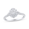 Thumbnail Image 1 of Oval-Cut Diamond Double Halo Engagement Ring 1/2 ct tw 14K White Gold