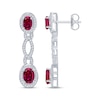 Thumbnail Image 1 of Oval-Cut Lab-Created Ruby Drop Earrings Sterling Silver