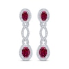 Thumbnail Image 2 of Oval-Cut Lab-Created Ruby Drop Earrings Sterling Silver