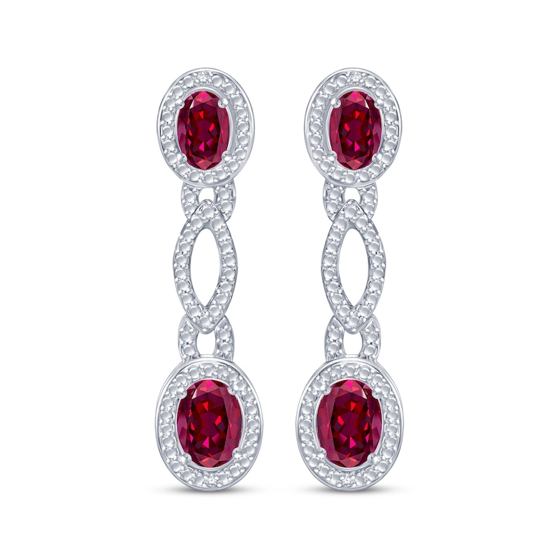 Main Image 2 of Oval-Cut Lab-Created Ruby Drop Earrings Sterling Silver