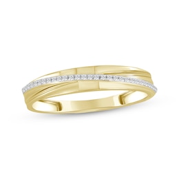 Men's Diamond Diagonal Band 1/10 ct tw 10K Yellow Gold