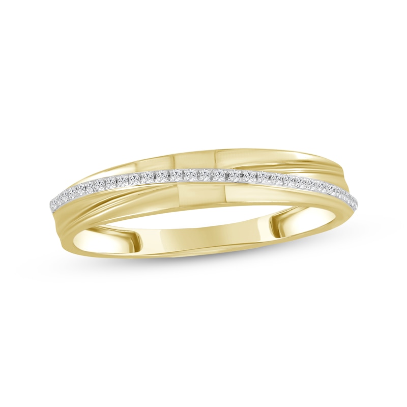 Main Image 1 of Men's Diamond Diagonal Band 1/10 ct tw 10K Yellow Gold