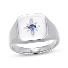 Men's Blue Lab-Created Sapphire North Star Ring Sterling Silver