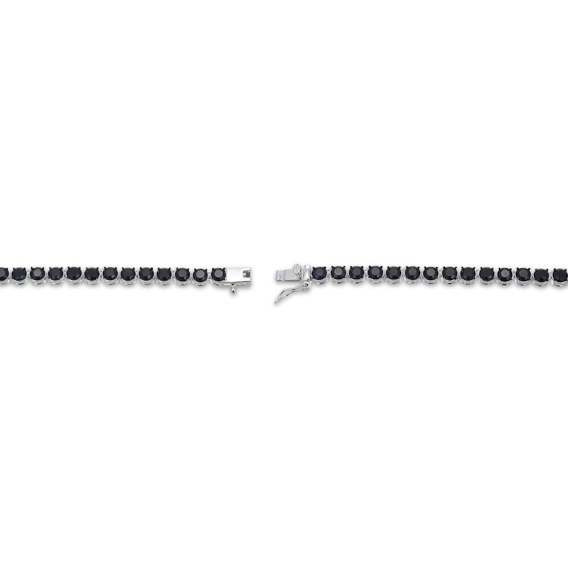 Main Image 3 of Men's Black Sapphire Tennis Necklace Sterling Silver 20&quot;