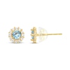 Thumbnail Image 1 of Children's Light Blue & White Cubic Zirconia Halo Stud Earrings 14K Yellow Gold