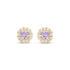 Thumbnail Image 2 of Children's Purple & White Cubic Zirconia Halo Stud Earrings 14K Yellow Gold