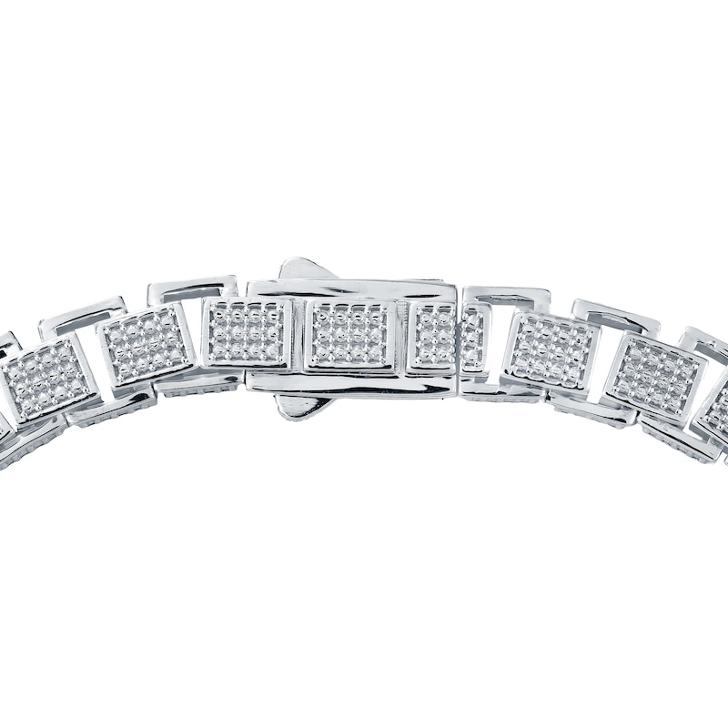 Main Image 2 of Men's Diamond Hollow Box Chain Bracelet 1-1/2 ct tw Sterling Silver 8.5&quot;