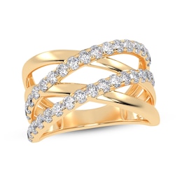 Diamond Multi-Row Crisscross Ring 1/2 ct tw 14K Yellow Gold