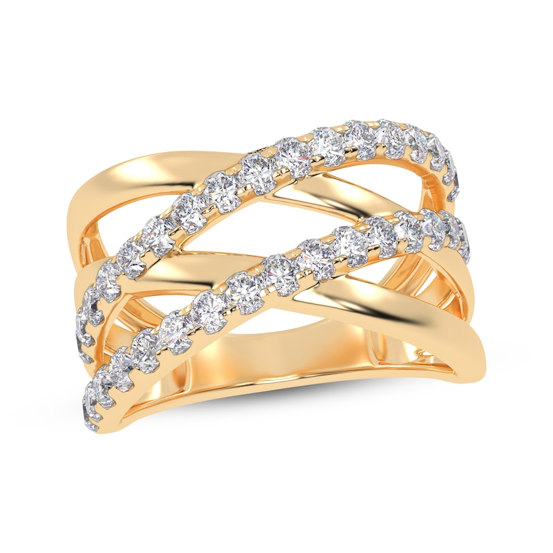 Main Image 1 of Diamond Multi-Row Crisscross Ring 1/2 ct tw 14K Yellow Gold