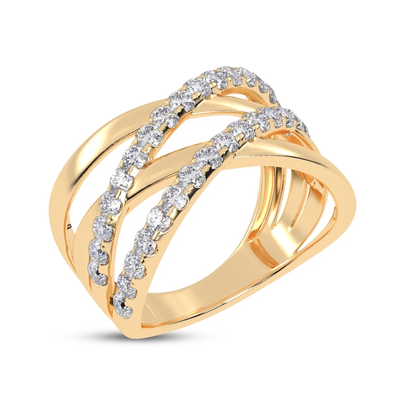 Main Image 2 of Diamond Multi-Row Crisscross Ring 1/2 ct tw 14K Yellow Gold