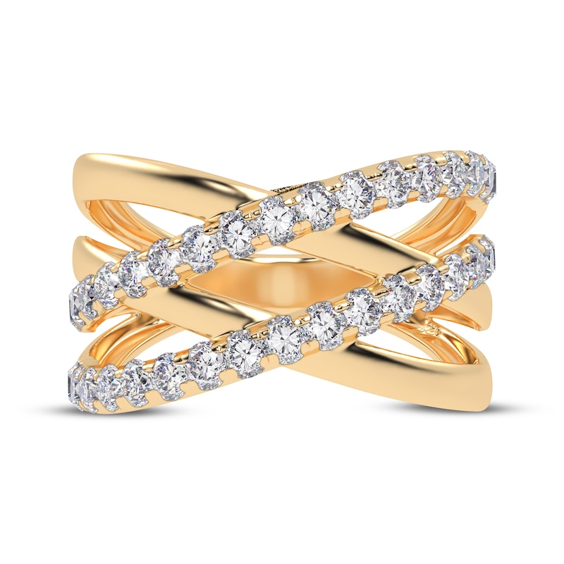 Main Image 3 of Diamond Multi-Row Crisscross Ring 1/2 ct tw 14K Yellow Gold