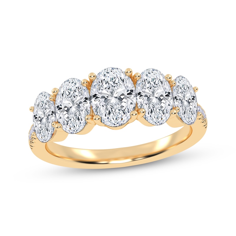 Main Image 1 of Lab-Grown Diamonds by KAY Oval-Cut Graduating Ring 2 ct tw 14K Yellow Gold