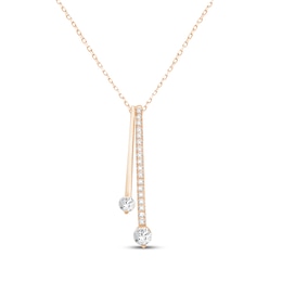 Lab-Grown Diamonds by KAY Double Drop Necklace 1/2 ct tw 14K Rose Gold 18&quot;