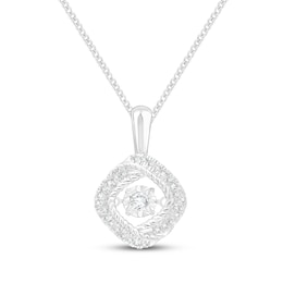 Unstoppable Love Diamond Twist Frame Necklace 1/5 ct tw 10K White Gold 19&quot;