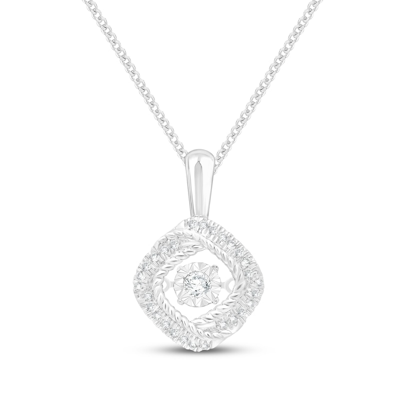 Main Image 1 of Unstoppable Love Diamond Twist Frame Necklace 1/5 ct tw 10K White Gold 19&quot;