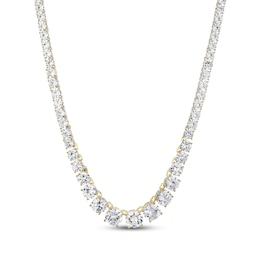 White Lab-Created Sapphire Graduated Line Necklace 18K Yellow Gold-Plated Sterling Silver 17&quot;